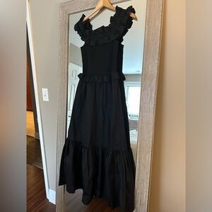 Caroline Constas Women’s Sleeveless Black Ruffle Midi Dress NWT Size Small